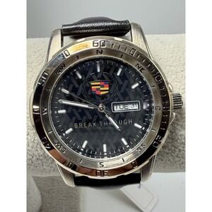 Cadillac Break Through Mens Watch NWT New Battery 40MM 8" Leather Band GM